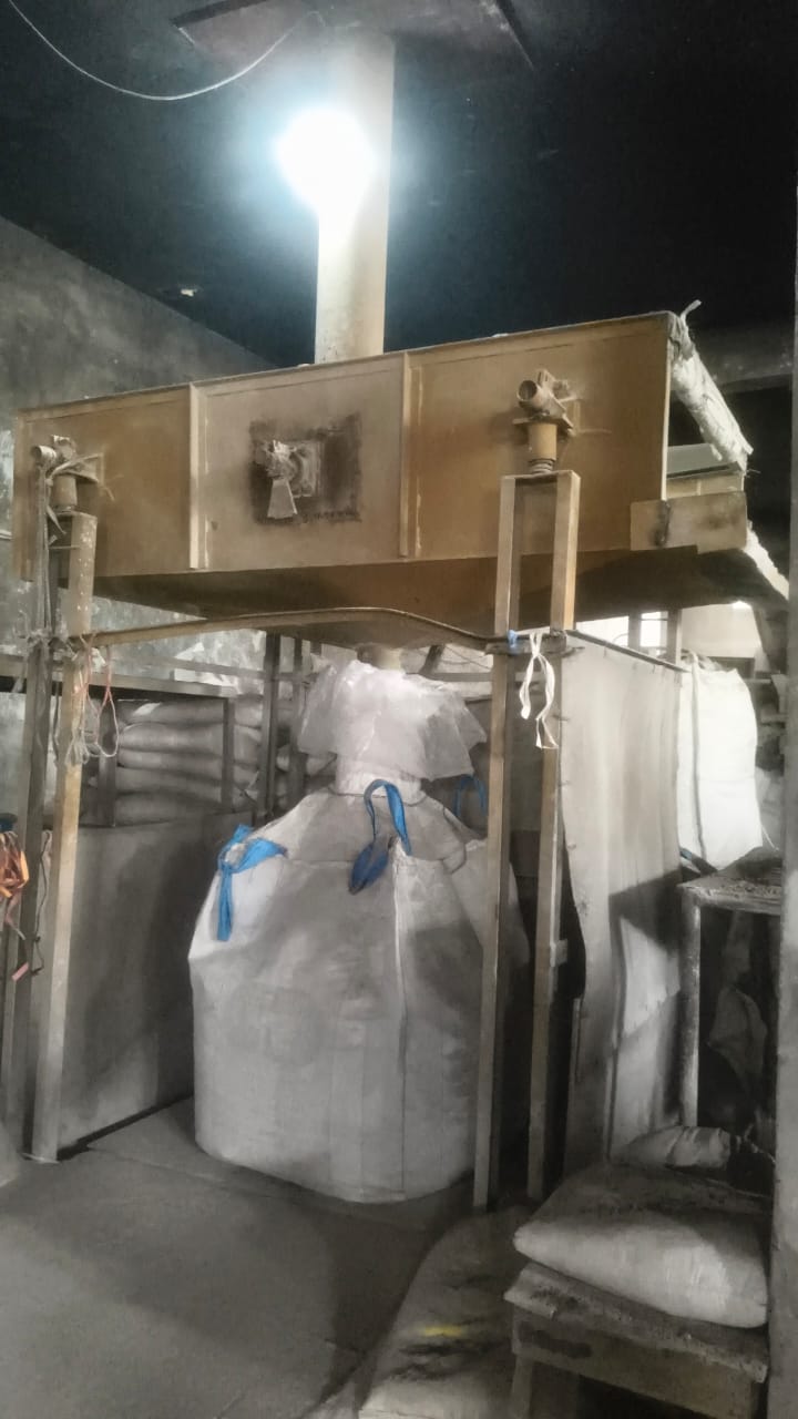 Bulk bag being filled and secured under the hopper outlet at the Kolkata plant