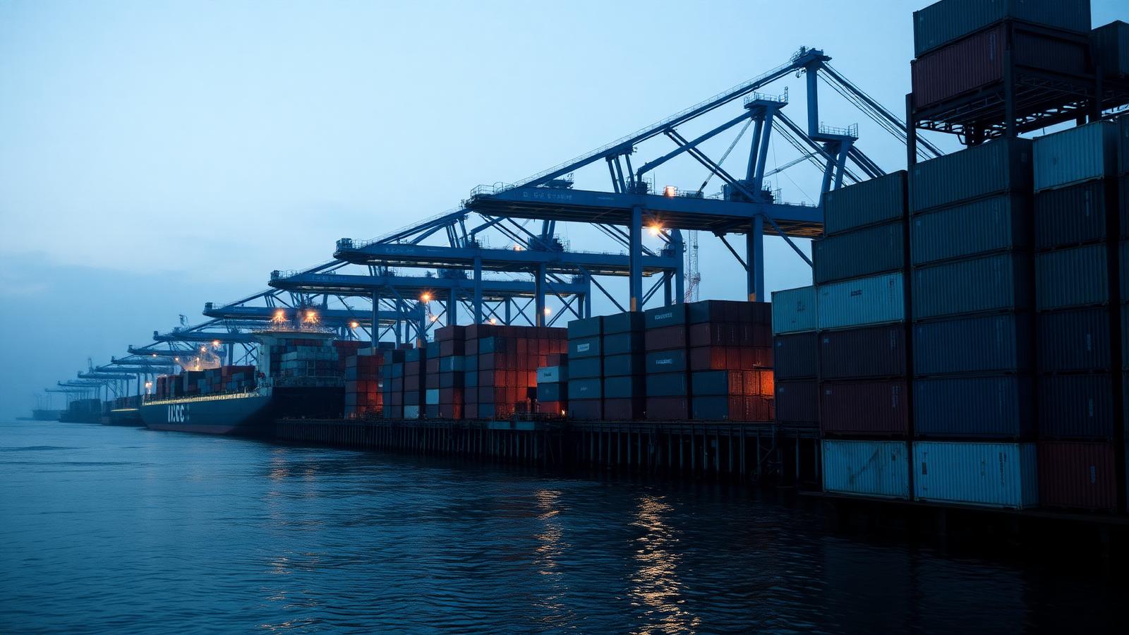 Container terminal at a bulk cargo port